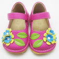 Hot Pink Baby Girl Chaussures fleur fleur bleue